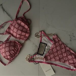 Gucci Pink Logo Bikini with Chain Detail